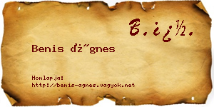 Benis Ágnes névjegykártya